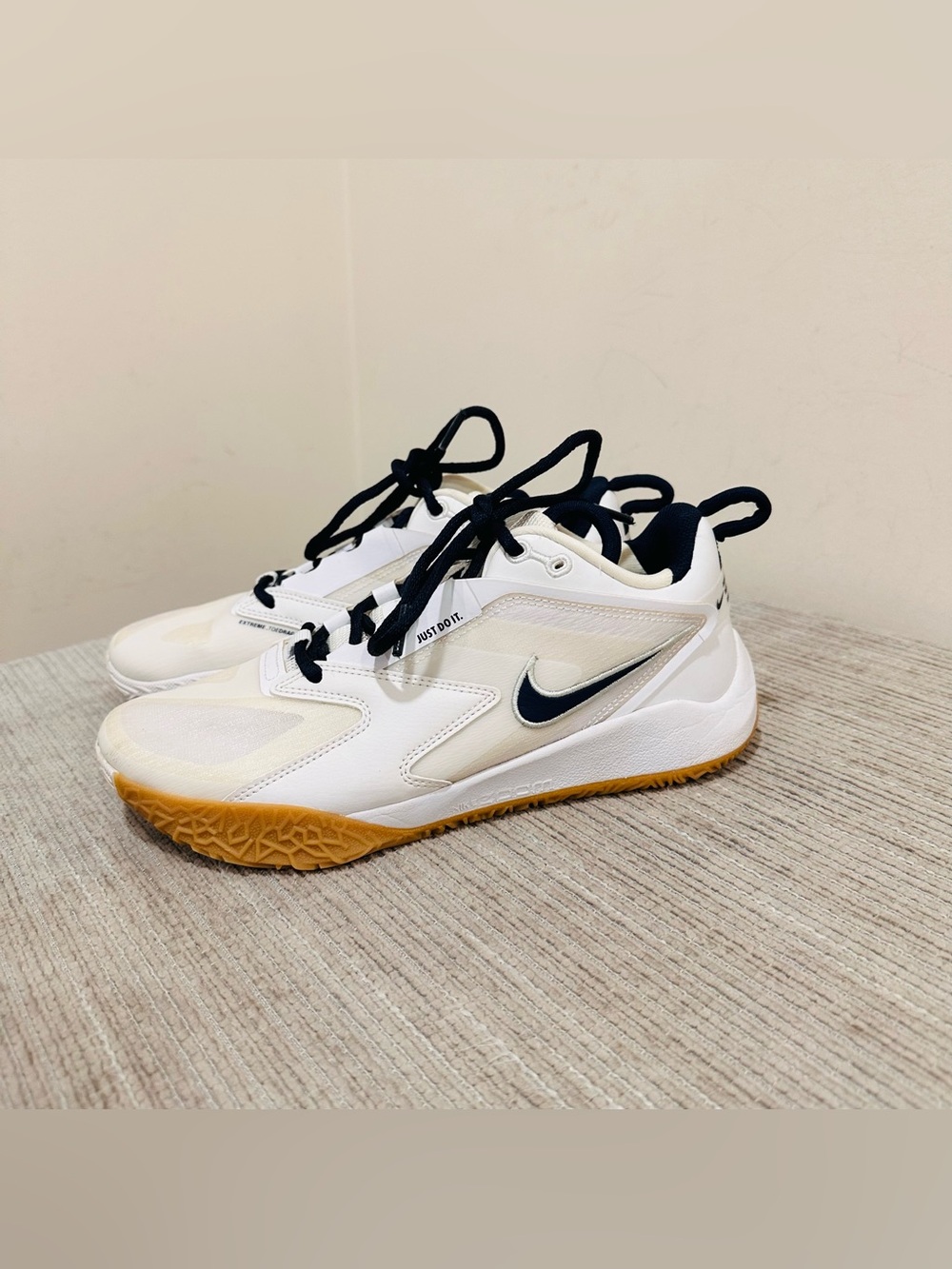 Nike Air Zoom HyperAce 3 Volleyball Shoes White Navy FQ7074-107 Gum Sole Size 6